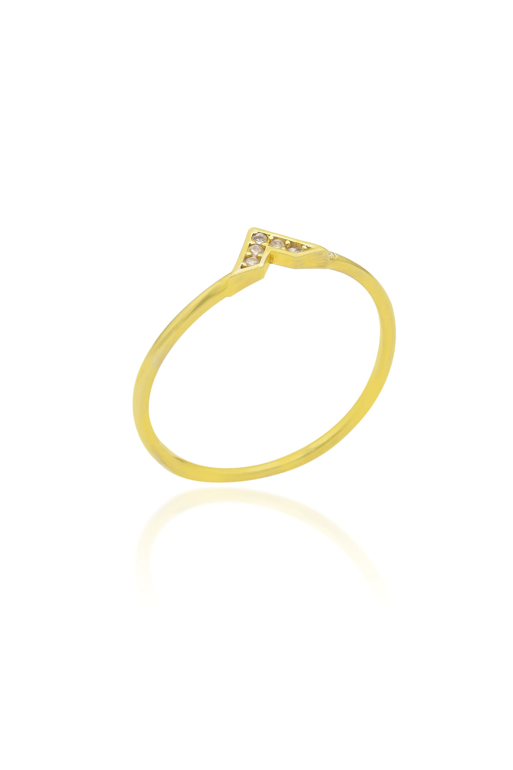 V Model Gold Plated Silver Ring With Zircon (NG201020546)
