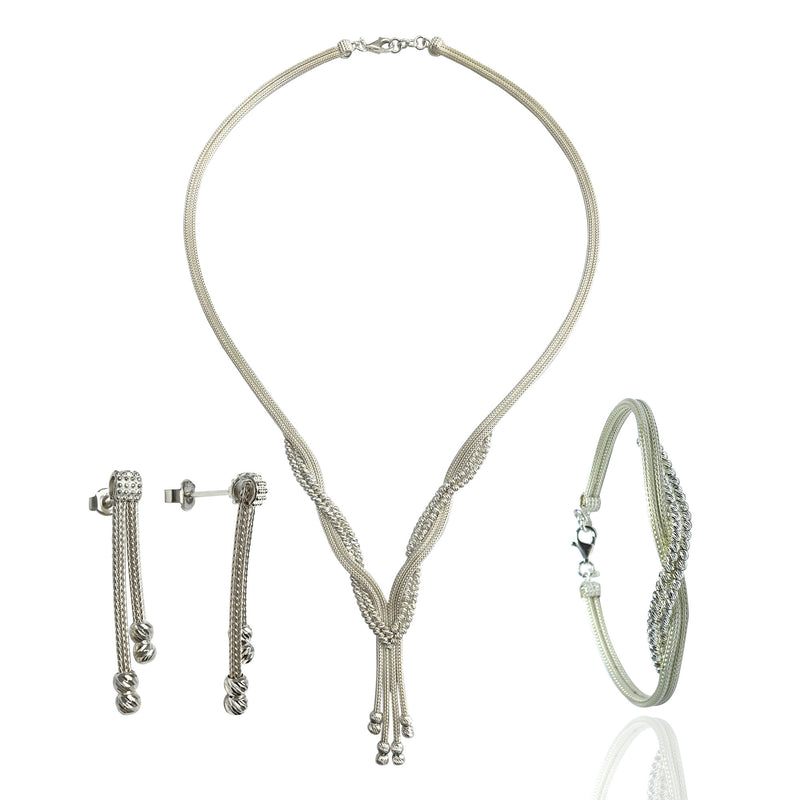 Triple Jewelry Set, Necklace, a Pair of Earrings, Bracelet (NG201016077)