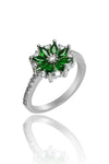 Lotus Flower Model Silver Triple Jewelry Set With Emerald (NG201018163)