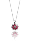 Lotus Flower Model Silver Triple Jewelry Set With Ruby (NG201018165)