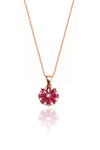 Lotus Flower Model Rose Plated Silver Triple Jewelry Set With Ruby (NG201018181)