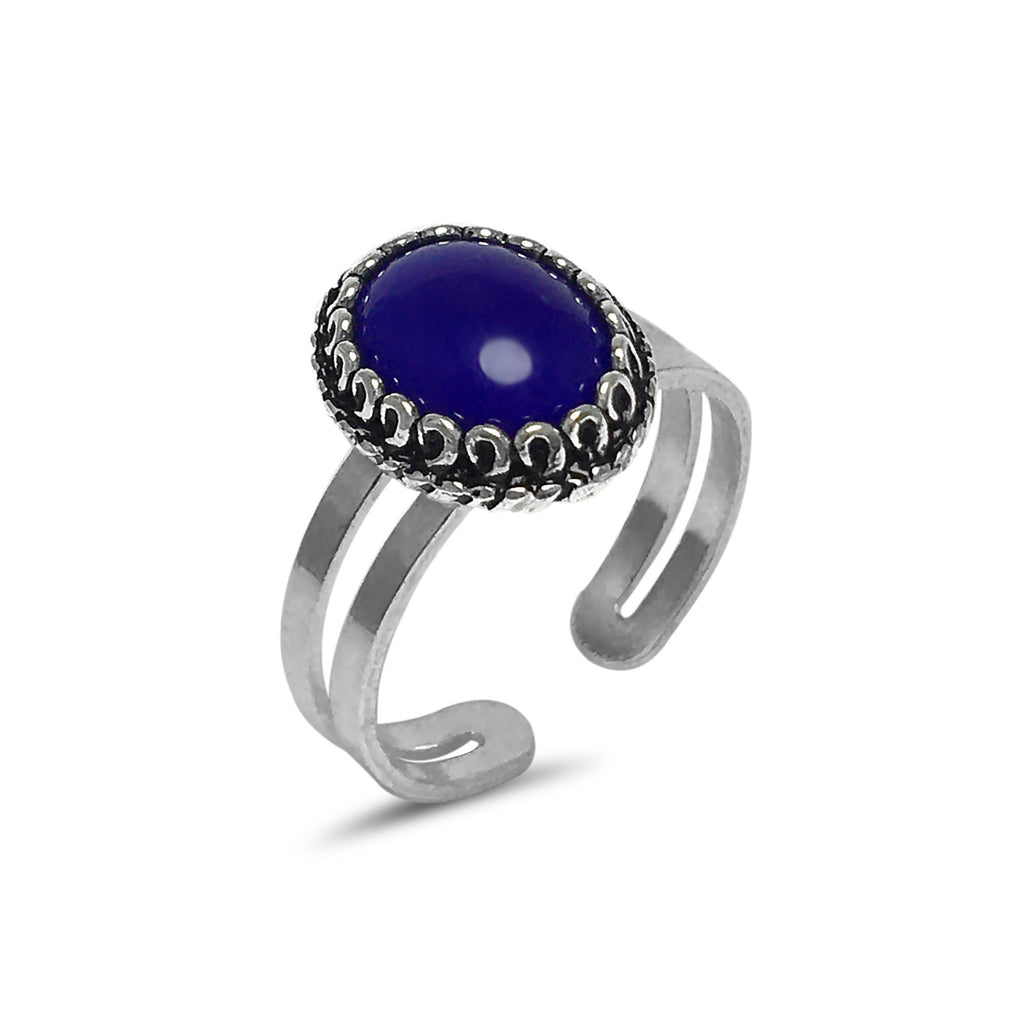Mardin Straw Authentic Silver Ring With Lapis Lazuli (NG201016219)