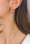 Lotus Flower Model Silver Earrings With Ruby (NG201021430)