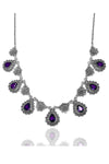 Drop Model Filigree Silver Triple Jewelry Set With Amethyst (NG201021804)
