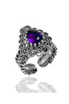 Drop Model Filigree Silver Triple Jewelry Set With Amethyst (NG201021804)
