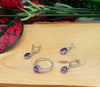 Oval Model Silver Triple Jewelry Set With Amethyst (NG201021905)