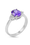 Oval Model Silver Triple Jewelry Set With Amethyst (NG201021905)