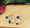 Oval Model Silver Triple Jewelry Set With Sapphire (NG201021906)
