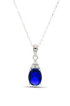 Oval Model Silver Triple Jewelry Set With Sapphire (NG201021906)
