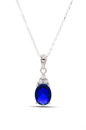 Oval Model Silver Triple Jewelry Set With Sapphire (NG201021906)