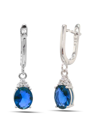 Oval Model Silver Triple Jewelry Set With Sapphire (NG201021906)