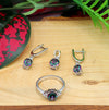 Oval Model Silver Triple Jewelry Set With Topaz (NG201021907)