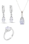 Oval Model Silver Triple Jewelry Set With Zircon (NG201021908)