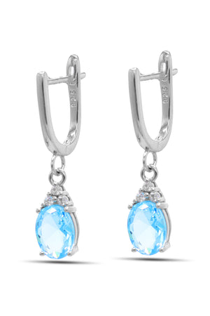Oval Model Silver Triple Jewelry Set With Aquamarine (NG201021910)