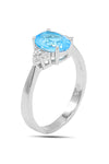 Oval Model Silver Triple Jewelry Set With Aquamarine (NG201021910)