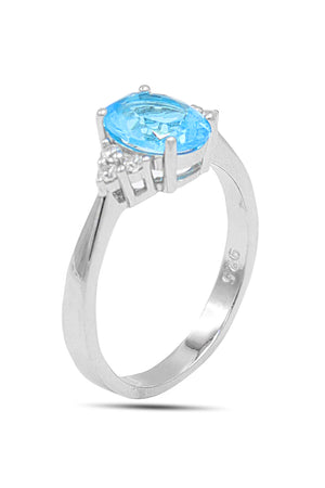 Oval Model Silver Triple Jewelry Set With Aquamarine (NG201021910)