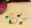 Oval Model Silver Triple Jewelry Set With Emerald (NG201021911)