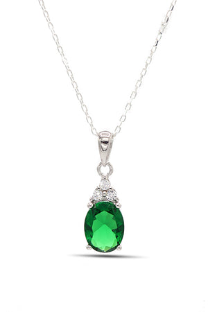 Oval Model Silver Triple Jewelry Set With Emerald (NG201021911)