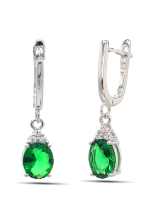 Oval Model Silver Triple Jewelry Set With Emerald (NG201021911)