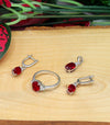 Oval Model Silver Triple Jewelry Set With Ruby (NG201021912)