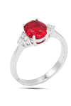Oval Model Silver Triple Jewelry Set With Ruby (NG201021912)