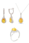 Drop Model Silver Triple Jewelry Set With Citrine (NG201021913)
