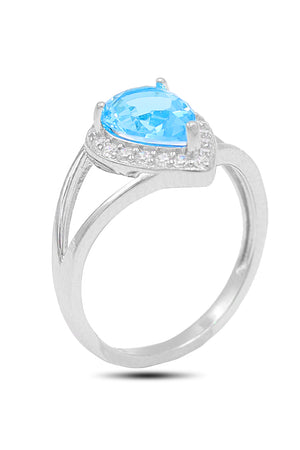 Drop Model Silver Triple Jewelry Set With Aquamarine (NG201021914)