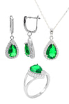 Drop Model Silver Triple Jewelry Set With Emerald (NG201021916)