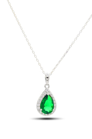 Drop Model Silver Triple Jewelry Set With Emerald (NG201021916)