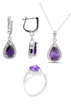 Drop Model Silver Triple Jewelry Set With Amethyst (NG201021917)