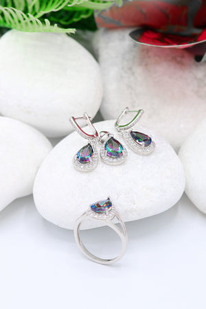 Drop Model Silver Triple Jewelry Set With Topaz (NG201021918)