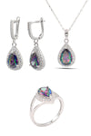 Drop Model Silver Triple Jewelry Set With Topaz (NG201021918)