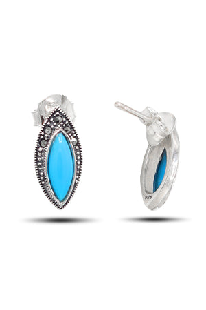 Slanting Model Silver Triple Jewelry Set With Turquoise (NG201021924)