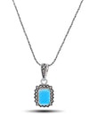 Rectangle Model Silver Triple Jewelry Set With Turquoise (NG201021926)