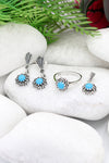 Floral Model Silver Triple Jewelry Set With Turquoise (NG201021927)