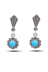 Floral Model Silver Triple Jewelry Set With Turquoise (NG201021927)