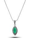 Slanting Model Silver Triple Jewelry Set With Emerald (NG201021928)