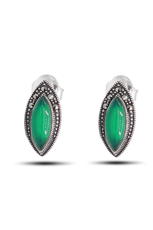Slanting Model Silver Triple Jewelry Set With Emerald (NG201021928)