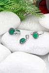 Oval Model Silver Triple Jewelry Set With Emerald (NG201021929)