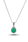 Oval Model Silver Triple Jewelry Set With Emerald (NG201021929)