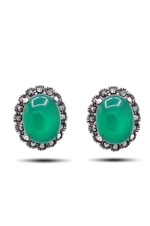 Oval Model Silver Triple Jewelry Set With Emerald (NG201021929)