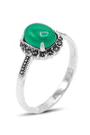 Oval Model Silver Triple Jewelry Set With Emerald (NG201021929)