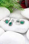 Rectangle Model Silver Triple Jewelry Set With Emerald (NG201021931)