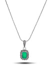 Rectangle Model Silver Triple Jewelry Set With Emerald (NG201021931)