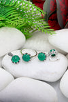 Round Model Silver Triple Jewelry Set With Emerald (NG201021932)