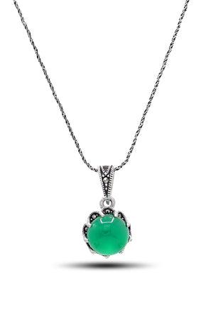 Round Model Silver Triple Jewelry Set With Emerald (NG201021932)