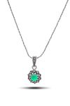 Floral Model Silver Triple Jewelry Set With Emerald (NG201021933)