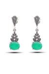 Leaf Model Silver Triple Jewelry Set With Emerald (NG201021934)