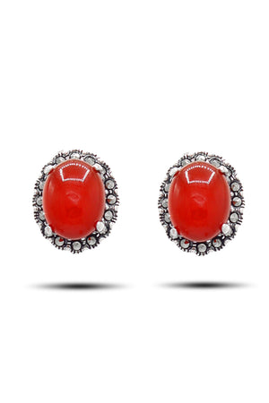 Oval Model Silver Triple Jewelry Set With Agate (NG201021935)