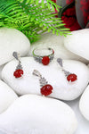 Leaf Model Silver Triple Jewelry Set With Agate (NG201021937)
